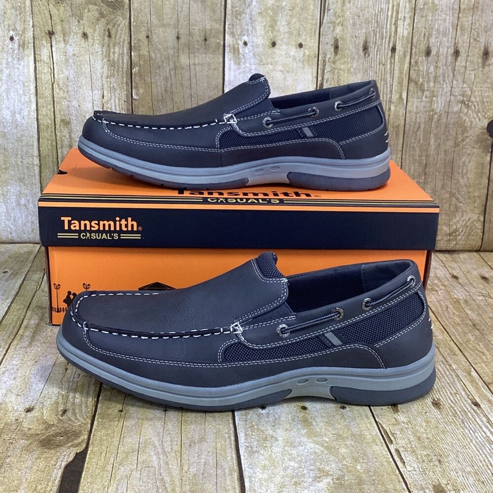Tansmith Quay Boat Shoes Mens Size 9 Gray Casual Slip On New In Box $60 MSRP
